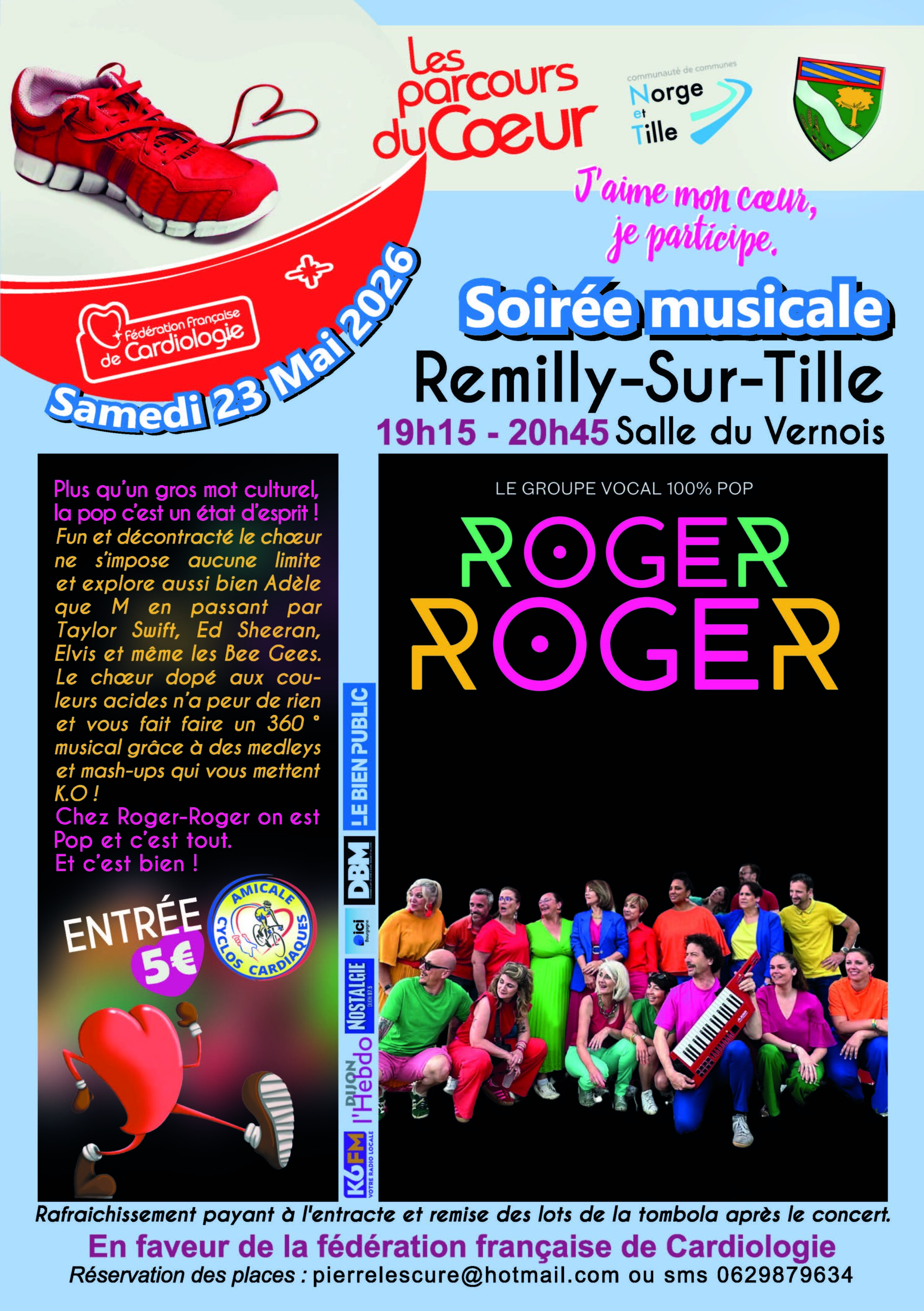 Affiche Soirée musicale samedi 23 mai 2026 à la salle du Vernois de Remilly-sur-Tille dans le cadre des Parcours du cœur