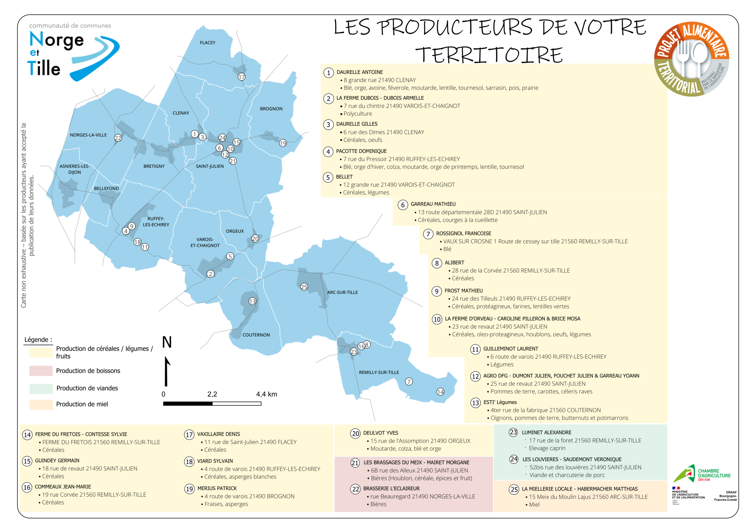 Carte des producteurs du territoire 