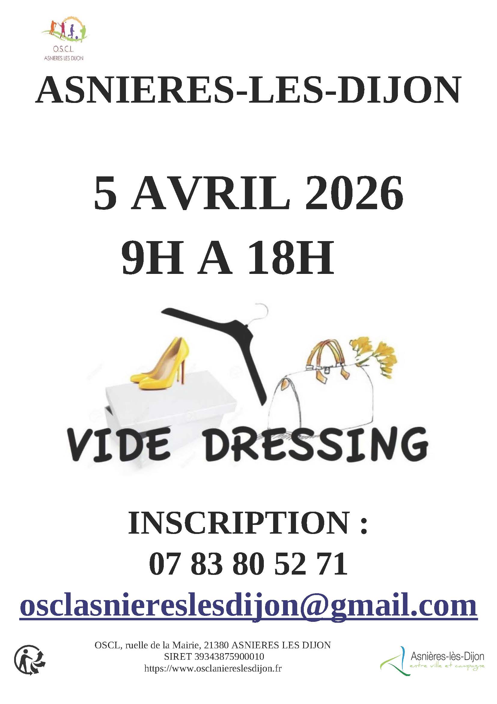 Affiche Vide dressing à Asnières-lès-Dijon samedi 5 avril 2026 de 9h à 18h