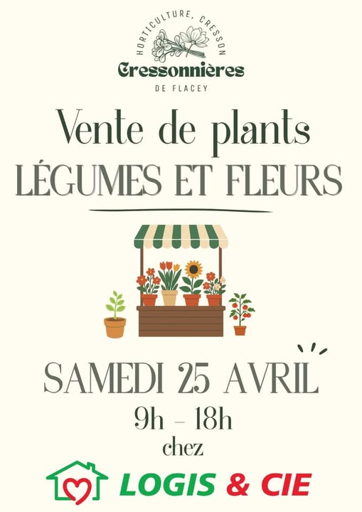 Affiche Vente de plants légume set fleurs samedi 25 avril 2026 de 9h à 18h à Saint-Julien