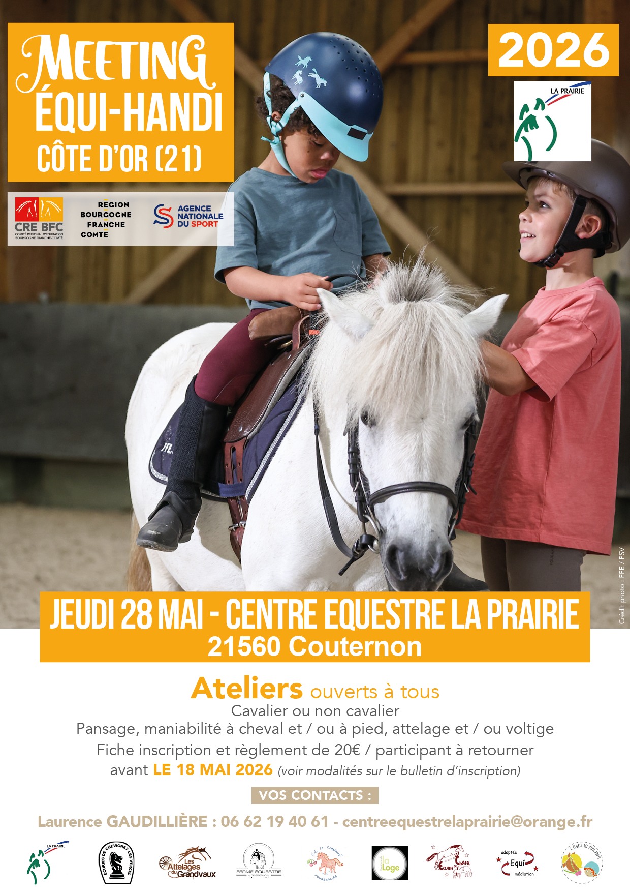 Affiche Meeting équi-handi jeudi 28 mai 2026 au centre équestre de Couternon