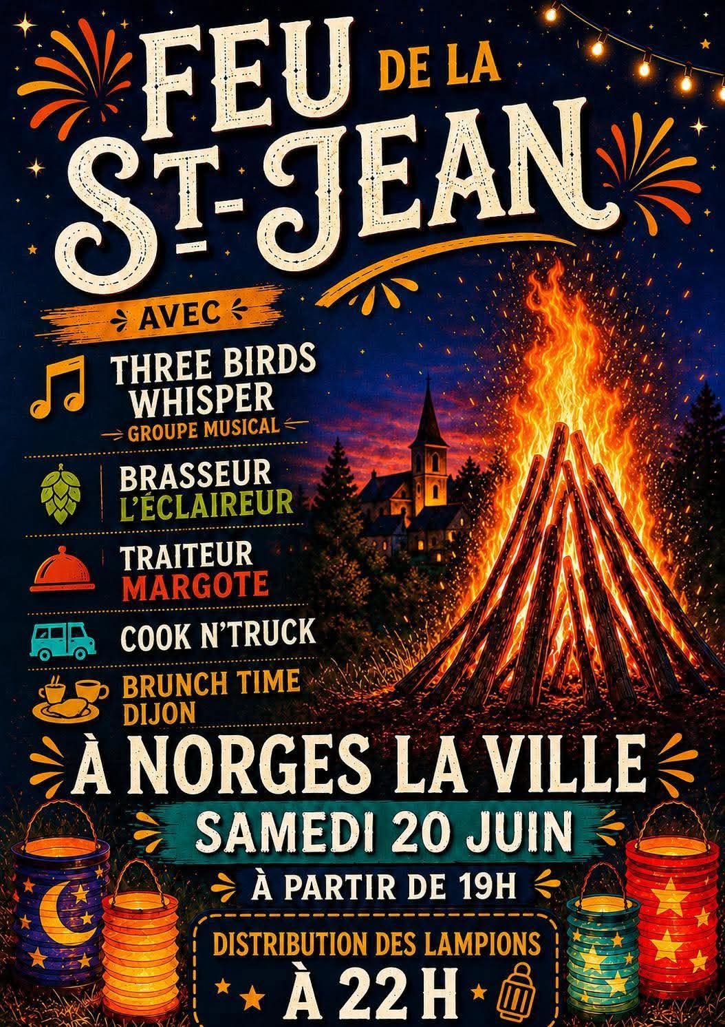 Affiche Feu de la Saint-Jean samedi 20 juin 2026 à partir de 19h à Norges-la-Ville