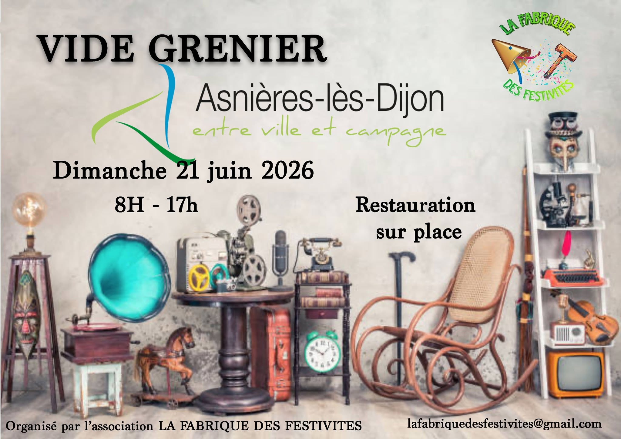 Affiche Vide grenier à Asnières-lès-Dijon dimanche 21 juin 2026 de 8h à 17h