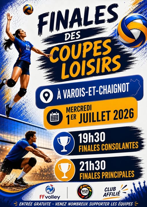 Affiche finales des coupes loisirs de Volley à Varois-et-Chaignot mercredi 1er juillet 2026